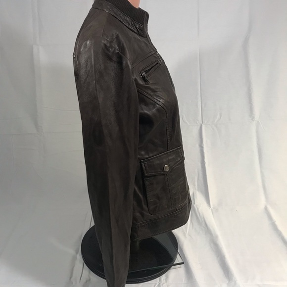 Woman’s Andrew Marc Brown leather jacket M - Picture 3 of 7